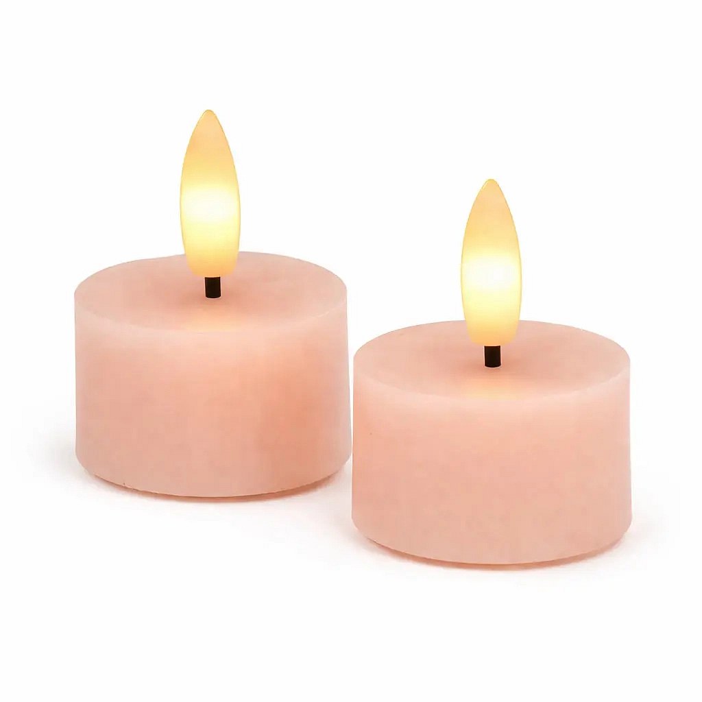 Sille Tealight elemes LED-es tealámpa készlet, Ø 4,5 × 2,2 cm, sötét barack, valódi viaszból, 2 darabos kiszerelés.