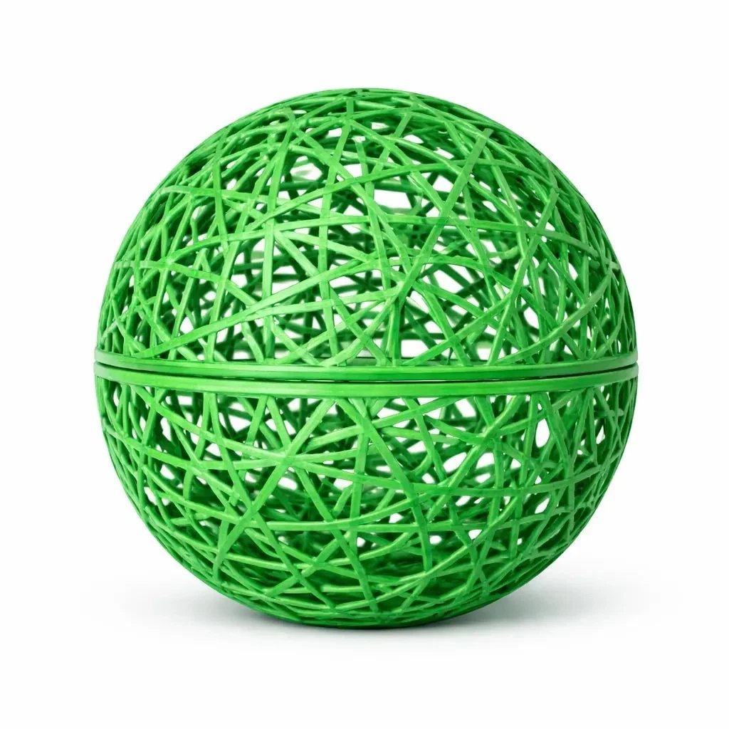 3D golyó üvegszálas, 25 cm átmérőjű, zöld, nem világítós