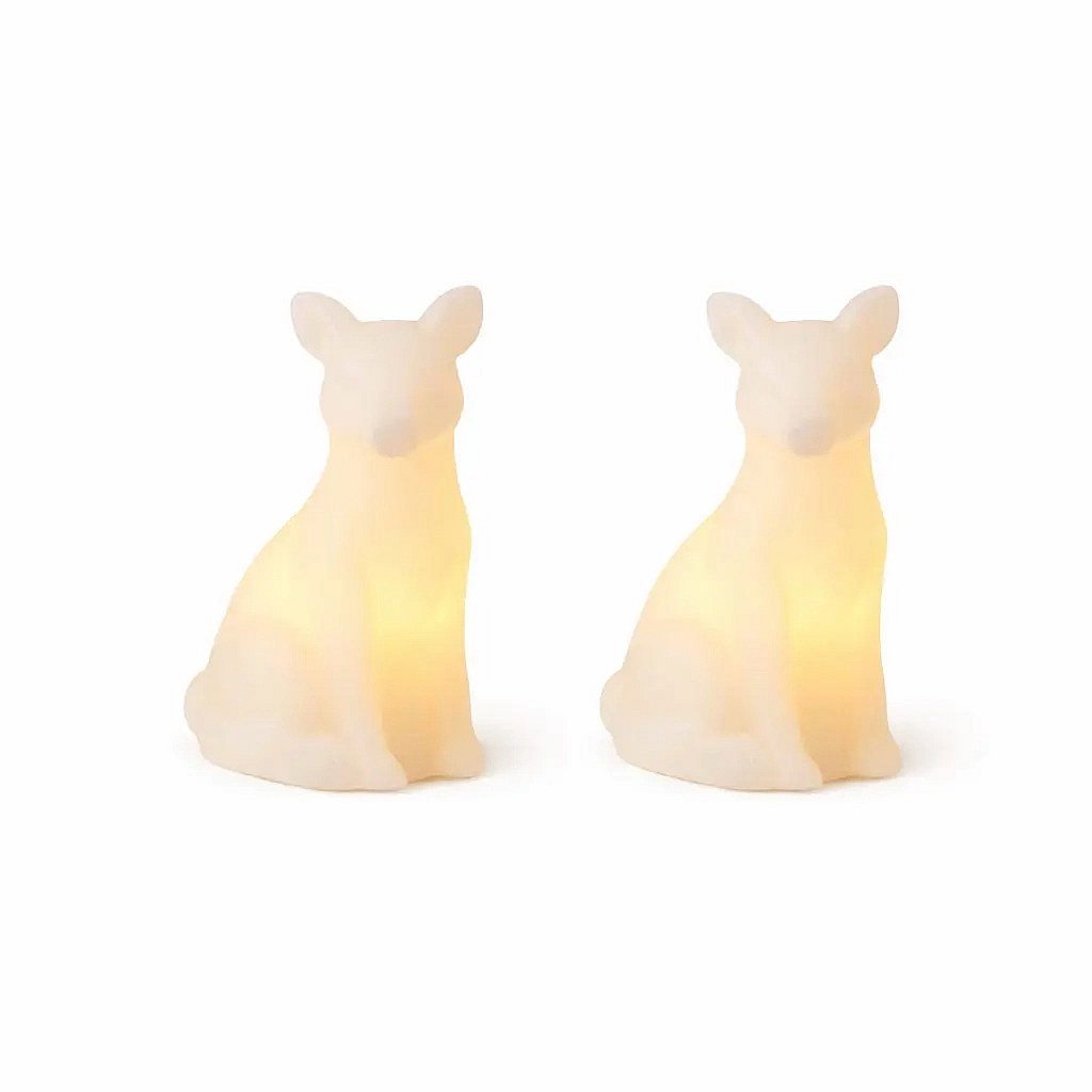 Elemről működő, valódi viaszból készült LED-gyertyák, róka, 7 × 10 cm, fehér, 2 db-os készlet, CR2032