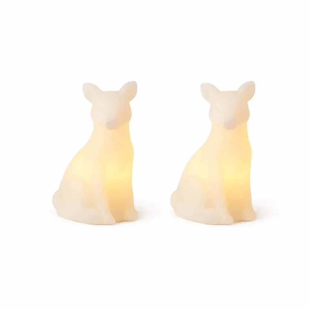 Elemről működő, valódi viaszból készült LED-gyertyák, róka, 7 × 10 cm, fehér, 2 db-os készlet, CR2032