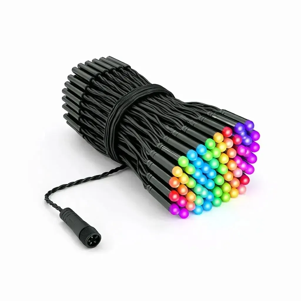 Twinkly strings PRO kültéri színes fényfüzér, 25 m, RGB, 250 LED, fekete kábel, IP44