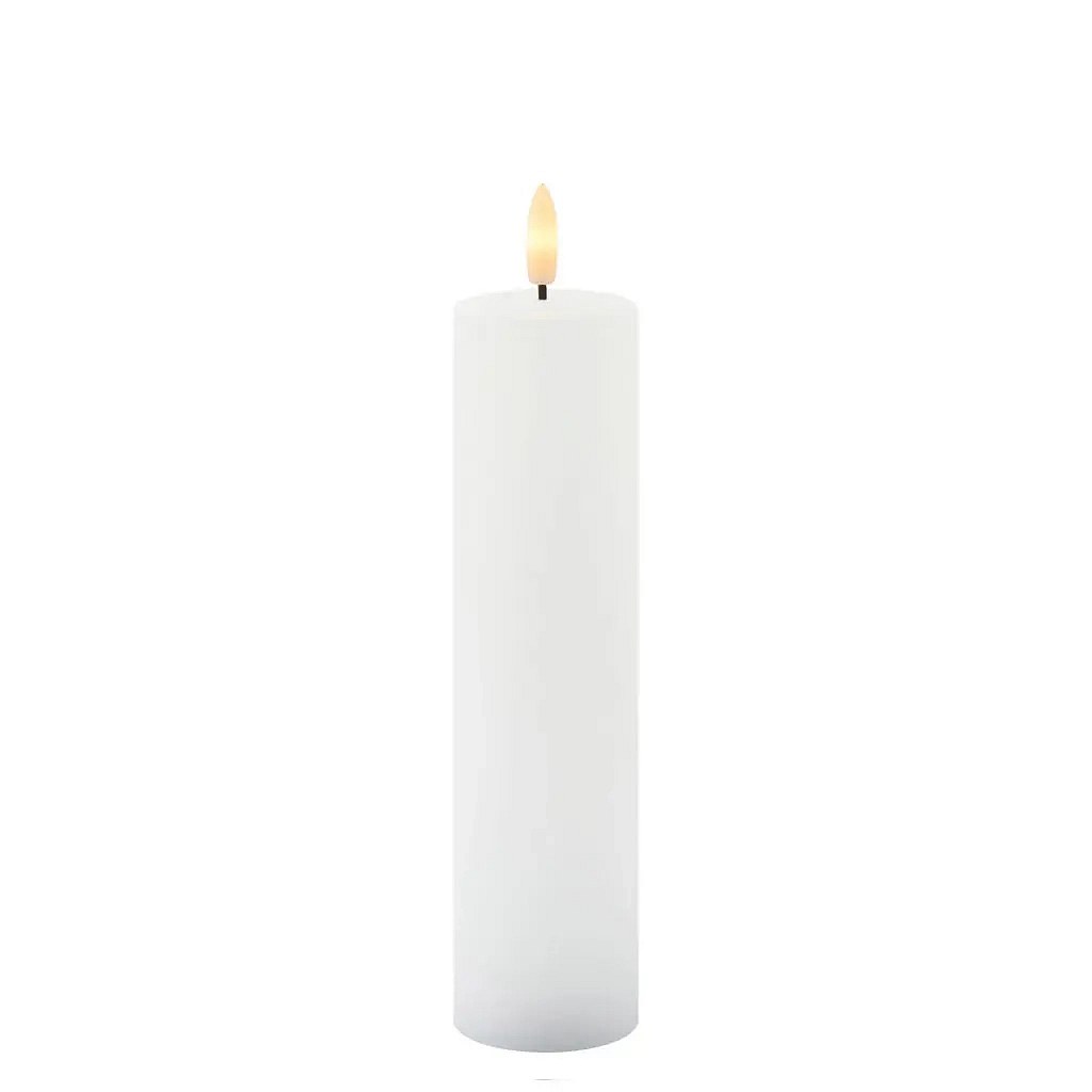 LED gyertya valódi Sille viaszból, fehér, Ø 5 × 20 cm, 2 × AA