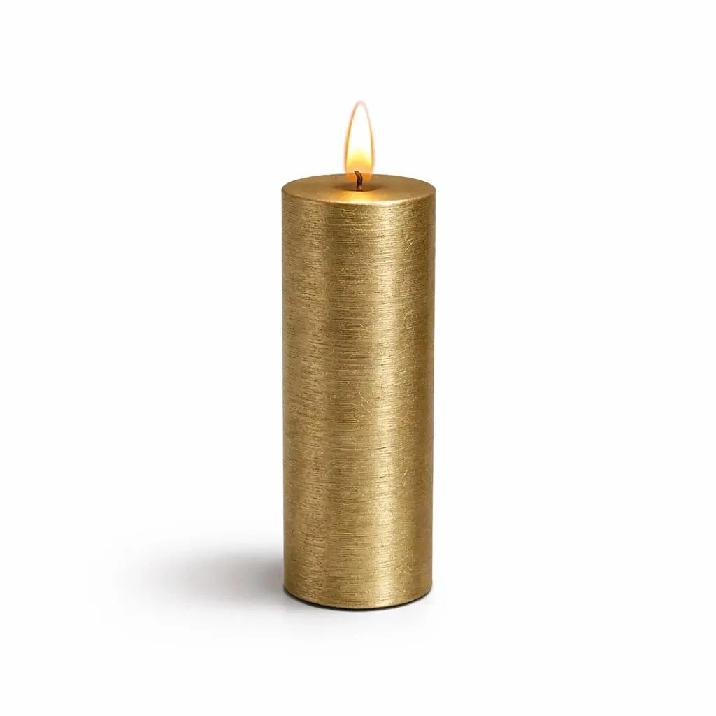 LED-es elemes gyertya, viasz Sille, Ø 5 × 15 cm, arany, 2 × AA