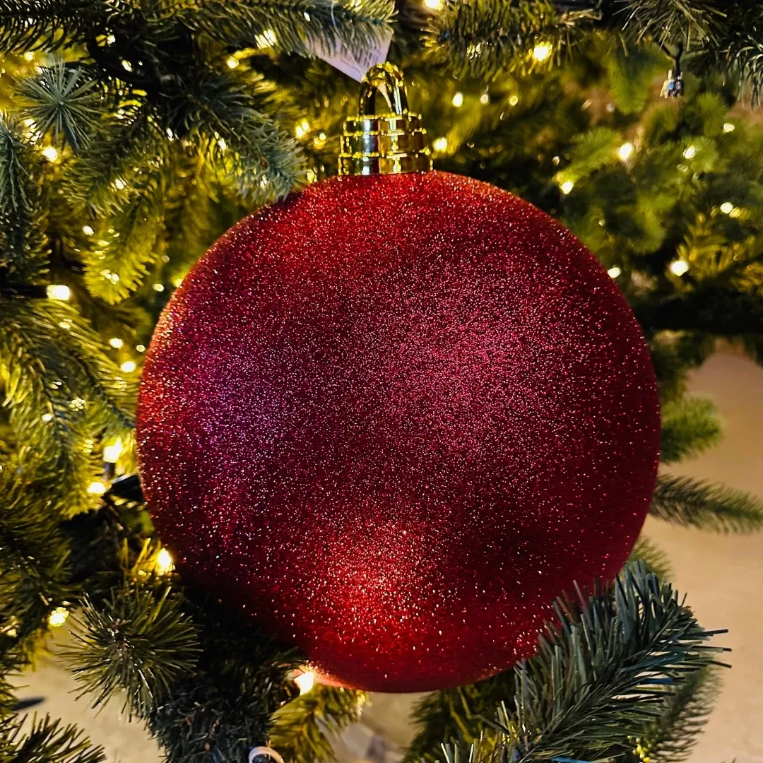 Termelés - Műanyag golyó, 20 cm, bordó, csillámporos