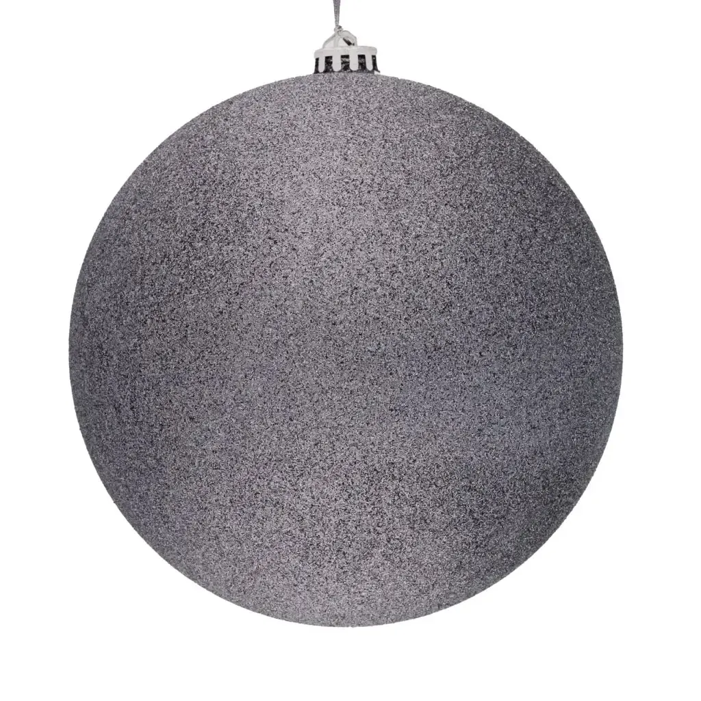 Nagy karácsonyi dísz szürke csillogó 20 cm-es műanyag gömb