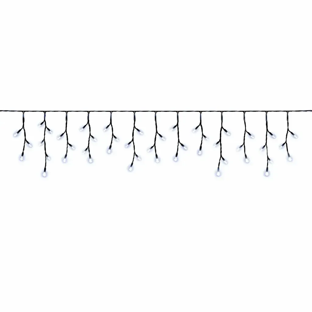 Easy Fix kültéri LED-jégcsapok, világító, 300 × 50 cm, jégfehér, 114 diódával, fekete kábel, IP67, hosszabbító