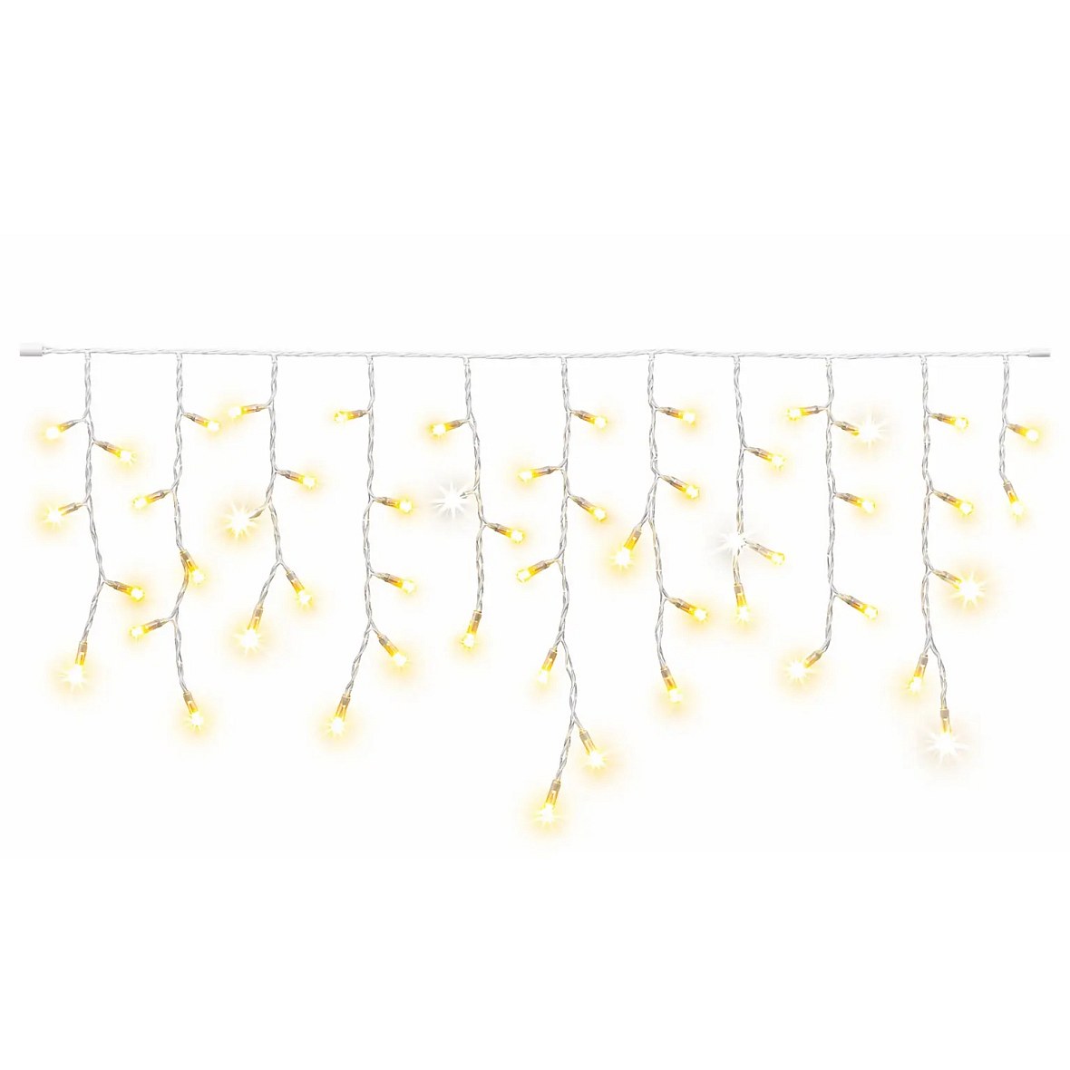 Easy Fix kültéri LED-jégcsapok, világító jégcsapok, 300 × 50 cm, meleg fehér, 114 dioda, fehér kábel, IP67, hosszabbító