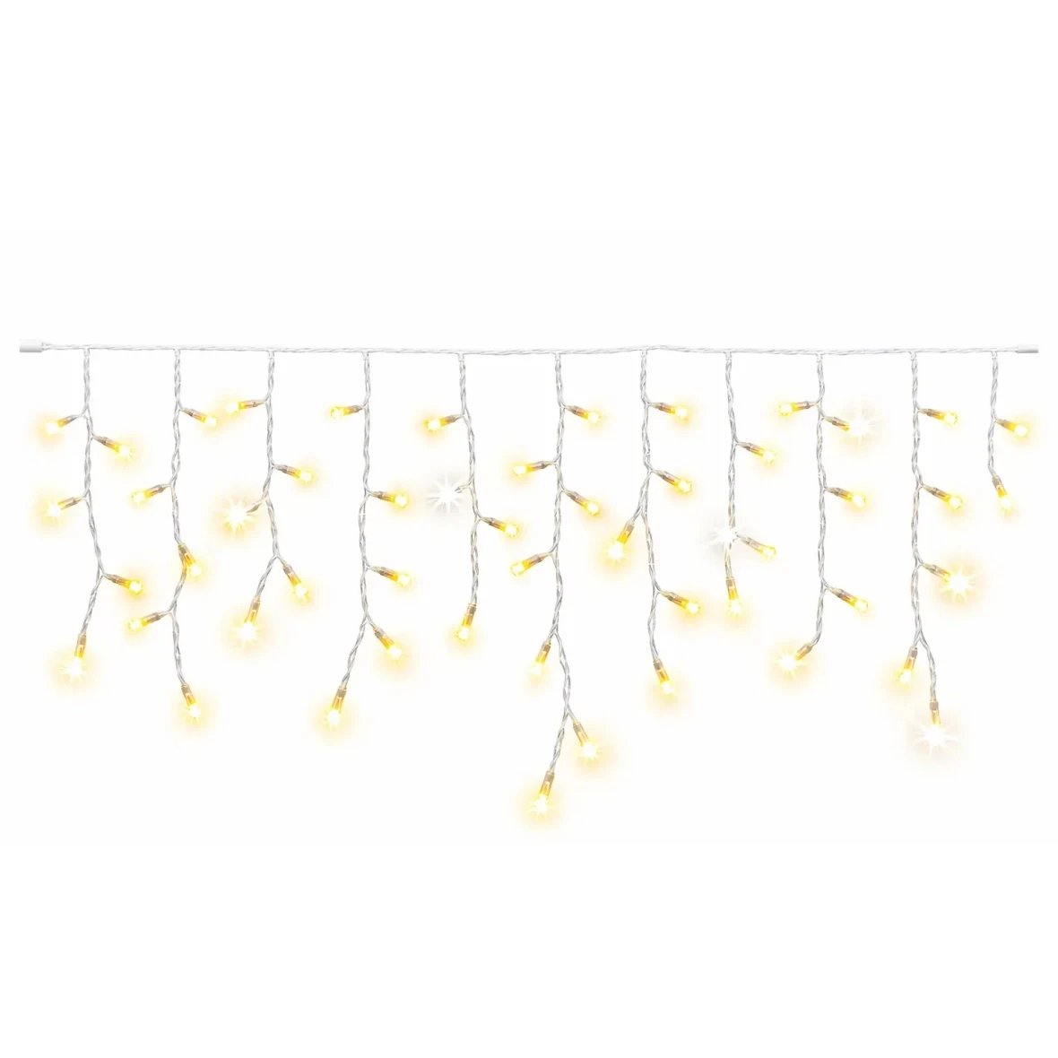 Easy Fix kültéri LED-jégcsapok, világító jégcsapok, 300 × 50 cm, meleg fehér, 114 dioda, fehér kábel, IP67, hosszabbító