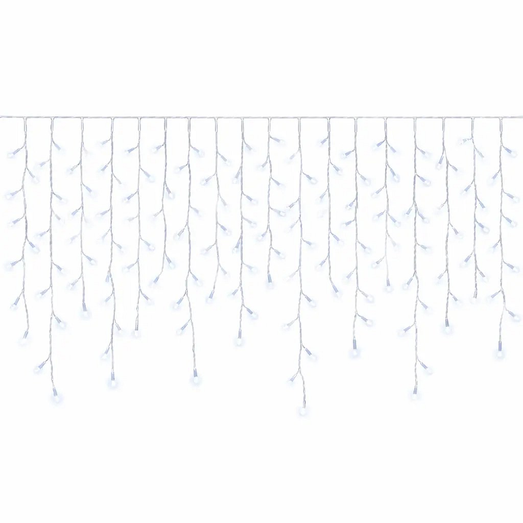 Easy Fix kültéri LED jégcsap lámpák 300 × 90 cm, jeges fehér, 174 LED, fehér IP67-es kábel, hosszabbítóval, hosszabbítóval