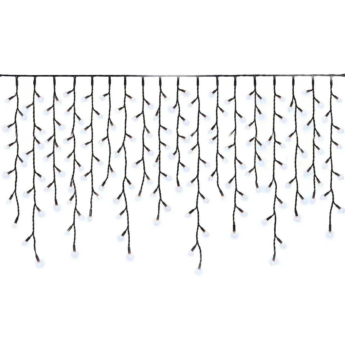 Easy Fix kültéri LED-jégcsapok, világító, 300 × 90 cm, jégfehér, 174 diódával, fekete kábel, IP67, hosszabbító