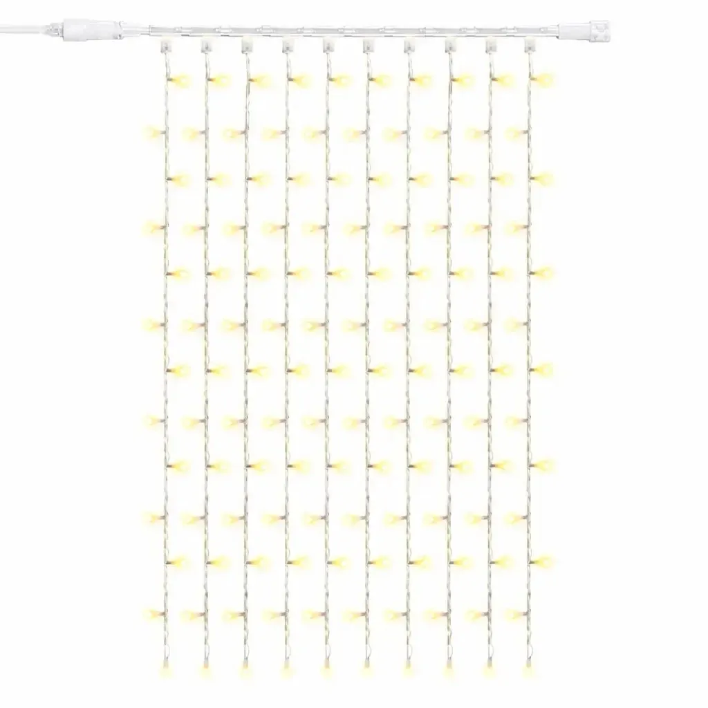 Easy Fix LED kültéri fényfüggöny, 100 × 150 cm, meleg fehér, FLASH funkcióval, 150 LED, fehér kábel, IP67, hosszabbító