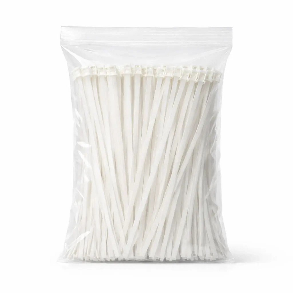 Műanyag pántszalagok 3,6 mm × 20 cm fehér egyetemes kültéri, 100 db-os csomagban