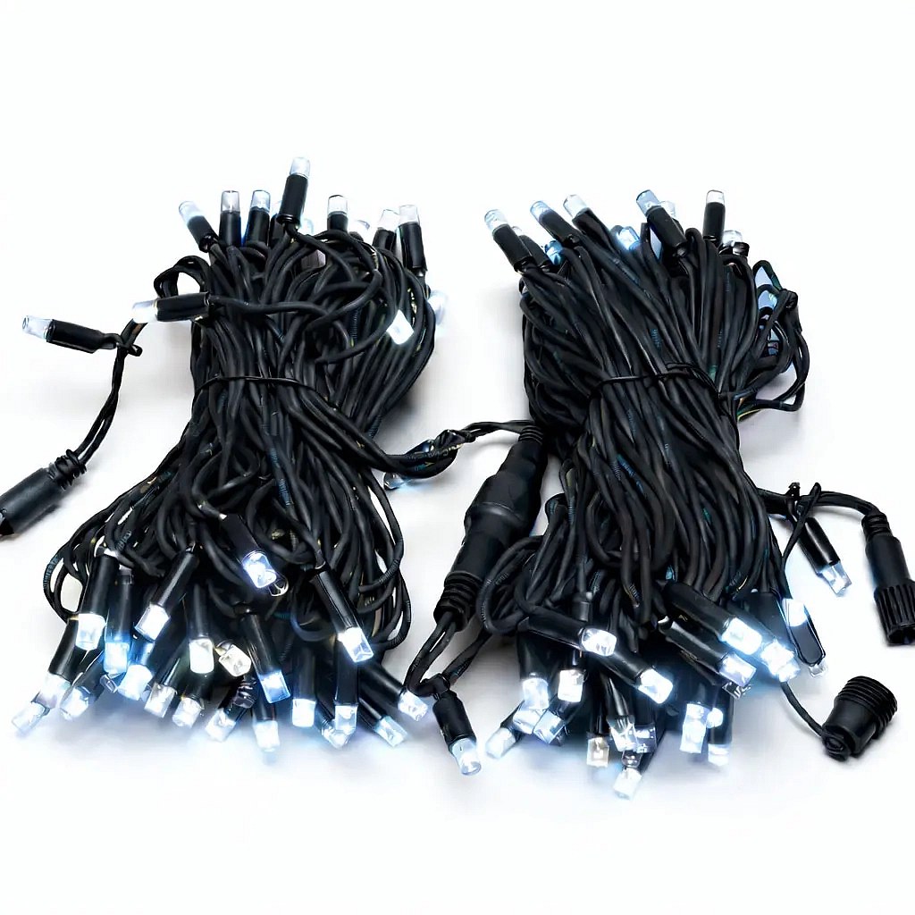 Easy Fix LED fényfüzér, 20 m, kültéri használatra, jégfehér, villogó (FLASH) funkcióval, 120 LED, fekete kábel, IP67