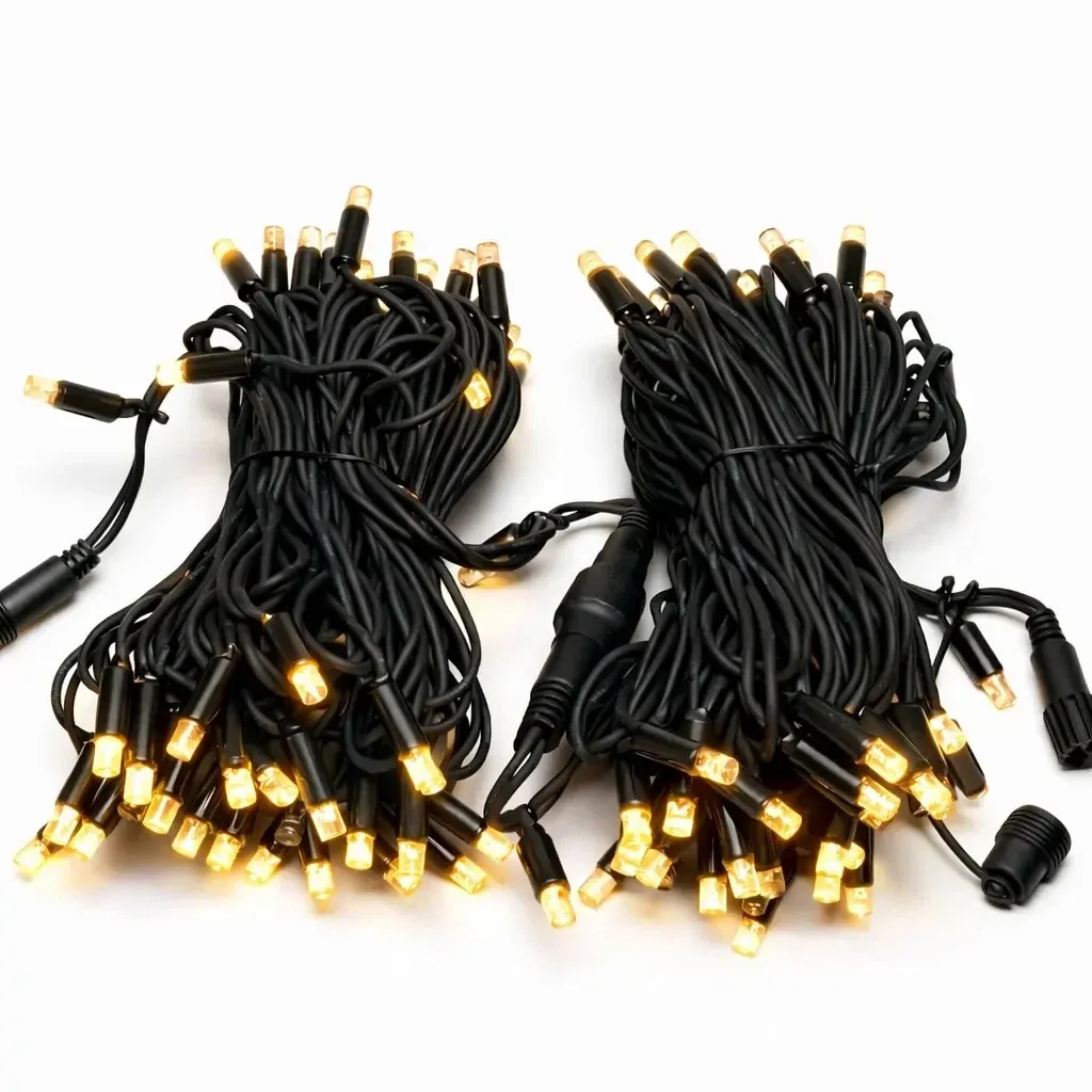 Eco Fix LED kültéri fényfüzér, 20 m, meleg fehér, 120 LED, fekete kábel, IP67, 36 V