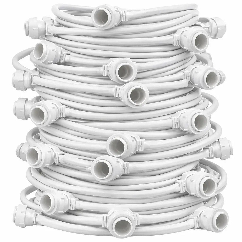 Easy Fix fényfüzér, kültéri, 50 m, 50 db E27-es izzóhoz, fehér kábel, IP67, izzók nélkül, tekercs