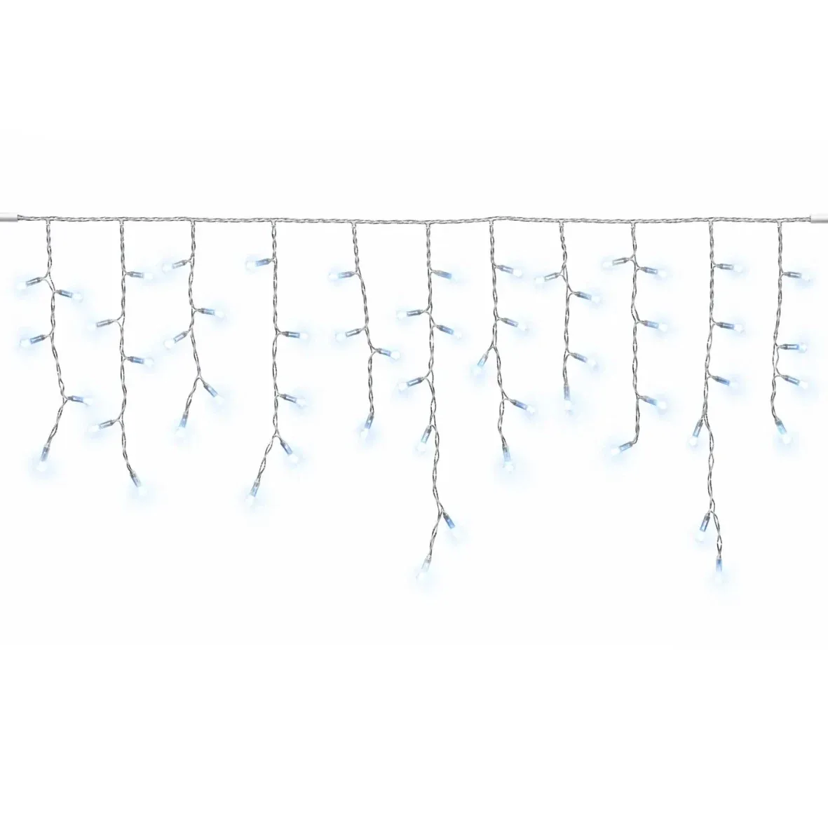 Easy Fix beltéri LED-jégcsapok, fénycsapok, 300 × 50 cm, jégfehér, Flash funkcióval, 114 LED, átlátszó kábel, IP20, hosszabbító