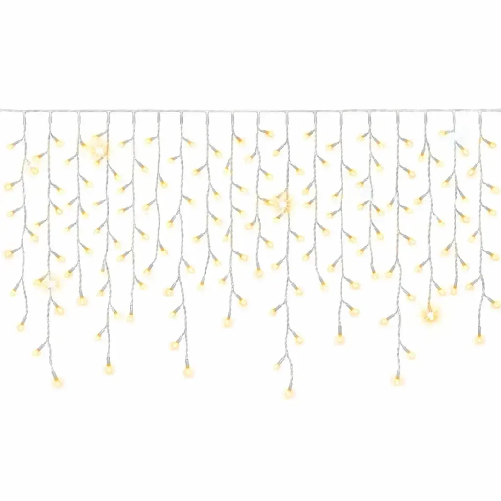 Easy Fix kültéri LED jégcsapok, világító, 300 × 90 cm, meleg fehér, FLASH funkcióval, 174 diódával, fehér kábellel, IP44, hosszabbító