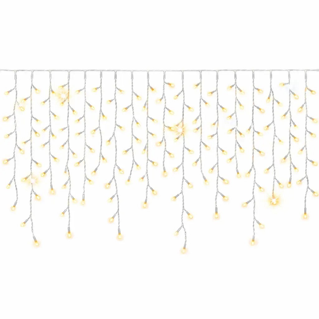 Easy Fix kültéri LED-jégcsapok, világító jégcsapok, 300 × 90 cm, meleg fehér, FLASH funkcióval, 174 LED, fehér kábel, IP67, hosszabbító