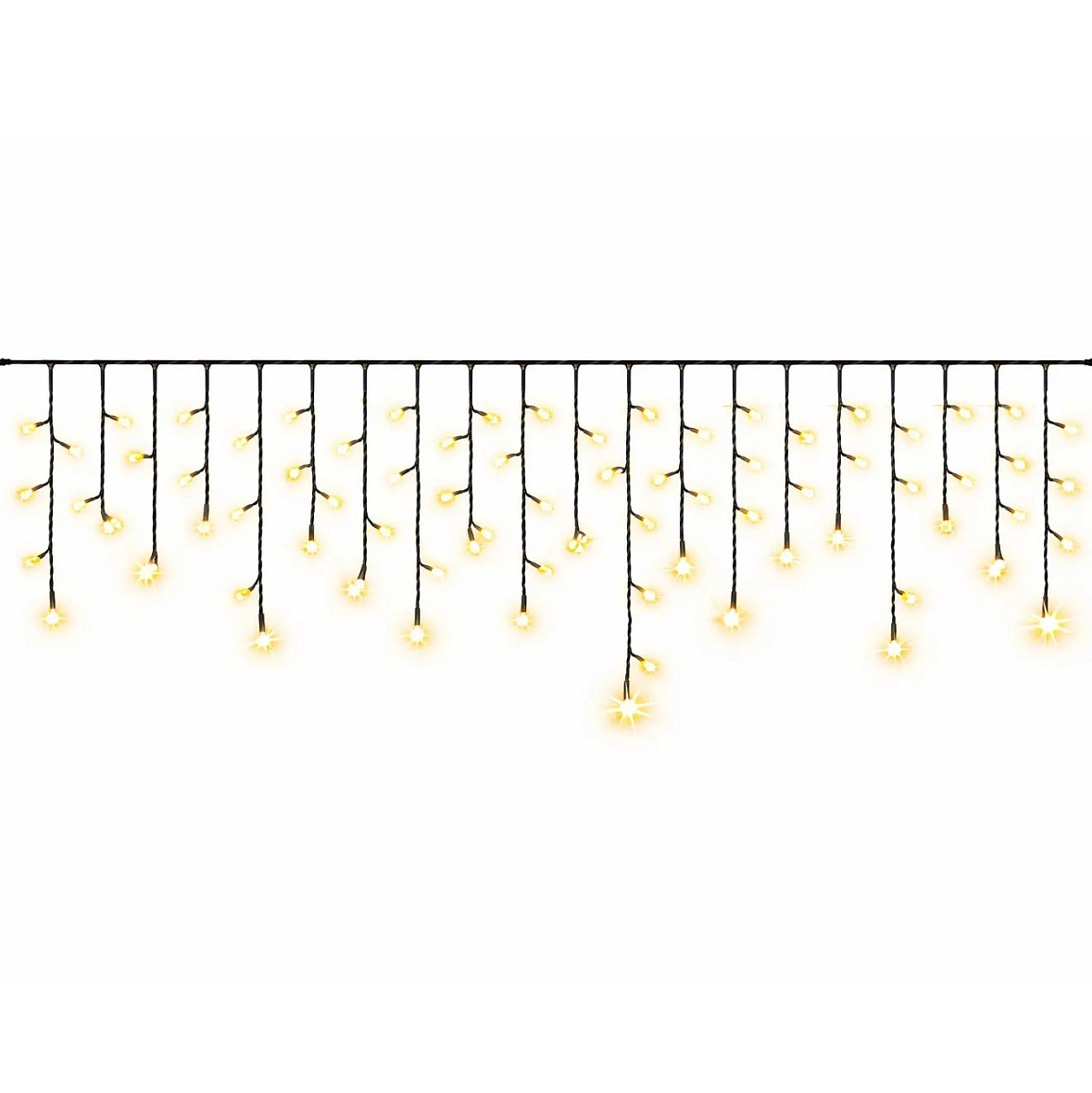 Easy Fix kültéri LED-jégcsapok, világító, 300 × 50 cm, meleg fehér, FLASH funkcióval, 114 diódával, fekete kábellel, IP67, hosszabbító