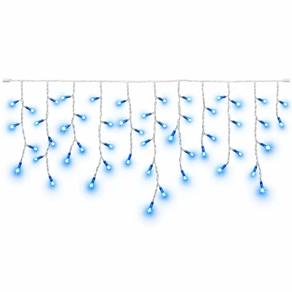 Easy Fix kültéri LED-jégcsapok, világító, 300 × 50 cm, kék, 114 diódával, fehér kábel, IP44, hosszabbító