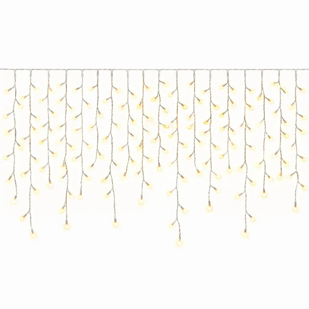 Easy Fix kültéri LED-jégcsapok, világító, 300 × 90 cm, meleg fehér, 174 dioda, fehér kábel, IP67, hosszabbító
