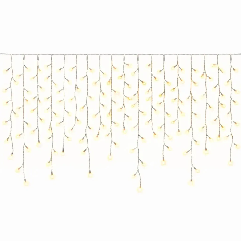 Easy Fix kültéri LED-jégcsapok, világító, 300 × 90 cm, meleg fehér, 174 dioda, fehér kábel, IP67, hosszabbító