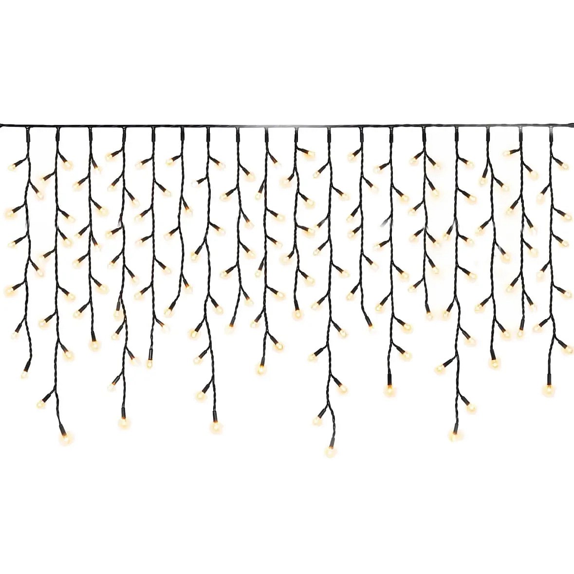 Easy Fix kültéri LED jégcsap-világítás, 300 × 90 cm, meleg fehér, 174 LED, fekete kábel, IP67, hosszabbító