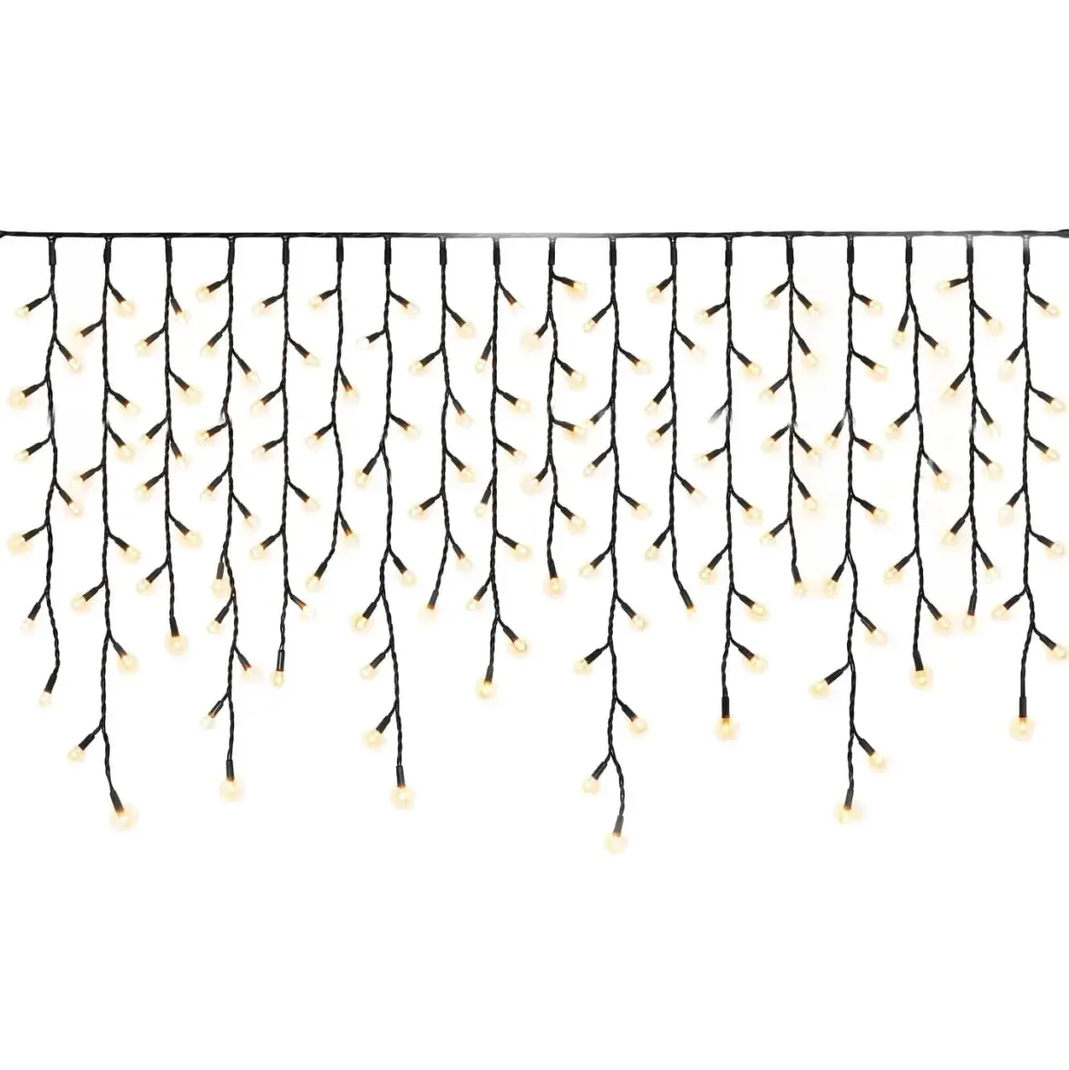 Easy Fix kültéri LED jégcsap-világítás, 300 × 90 cm, meleg fehér, 174 LED, fekete kábel, IP67, hosszabbító