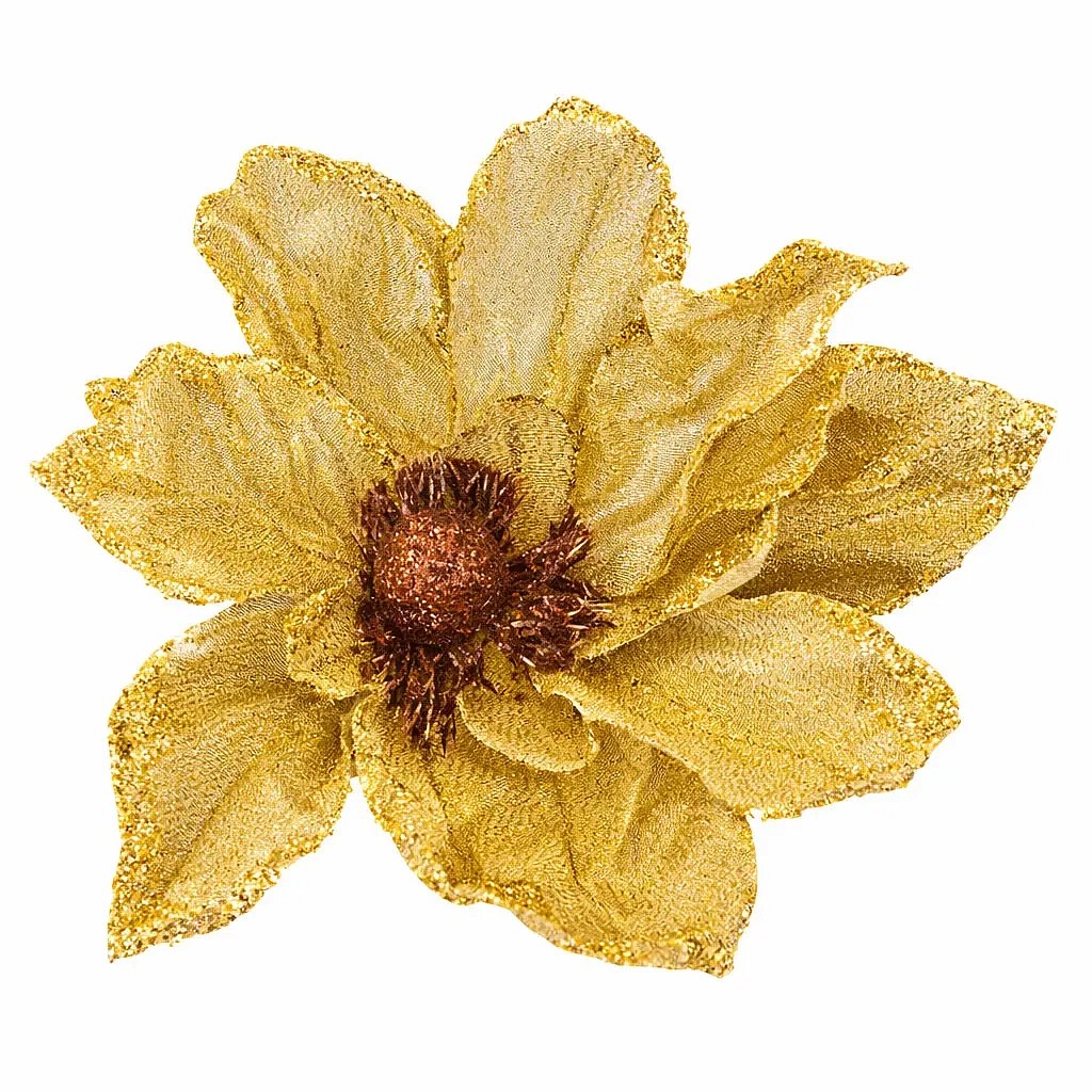 Dekoráció művirág, krémszínű, 20 cm, szövet, kapoccsal