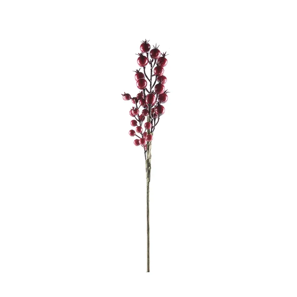 Termelés - Karácsonyi dekoráció piros gally, 38 cm, műanyag