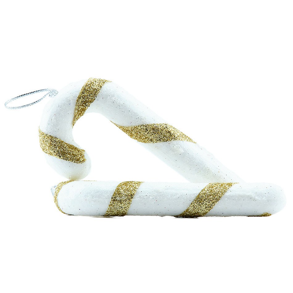 _Letöltés Karácsonyi díszek nyalókamankó készlet, 12 cm, fehér arany, 10 db