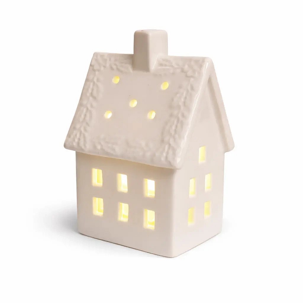 LED dekorációs kerámia ház, 8,5 × 6,9 × 12,9 cm, meleg fehér, 2× LR44