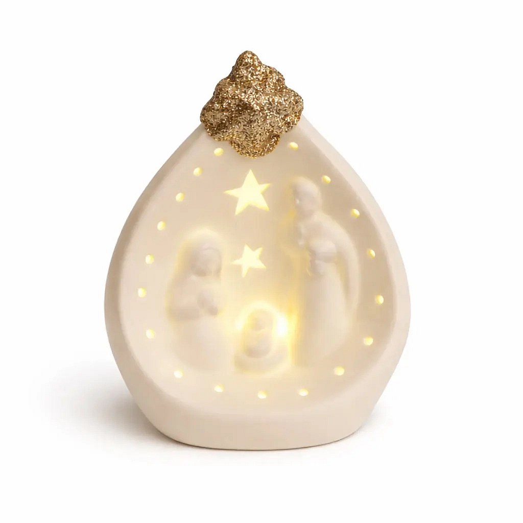 LED-es világító kerámia bölcső 7,8 × 5,5 × 10 cm, meleg fehér, 2× LR44