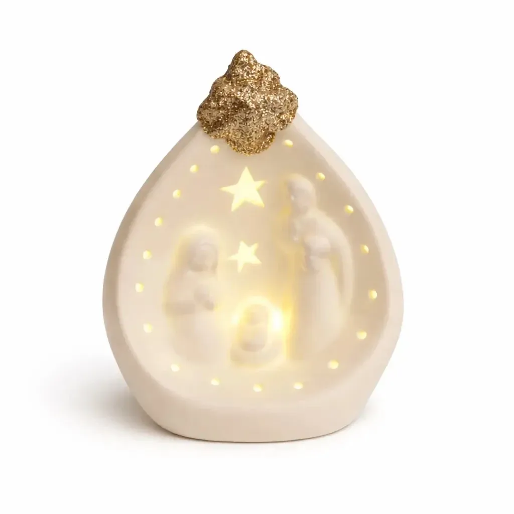 LED-es világító kerámia bölcső 7,8 × 5,5 × 10 cm, meleg fehér, 2× LR44