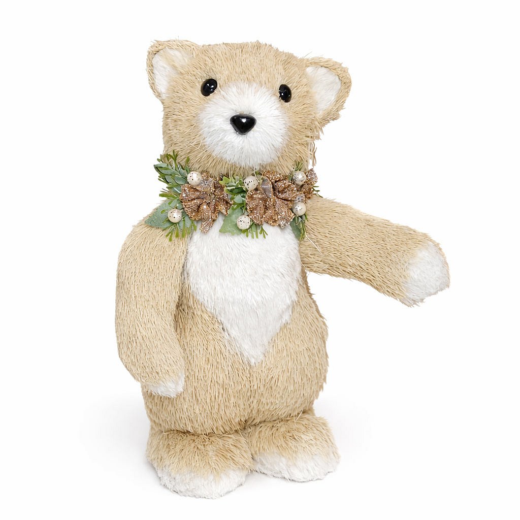 Teddy mackó dekoráció 20 × 20 × 34 cm, Polisztirol és plüss, bézs színű