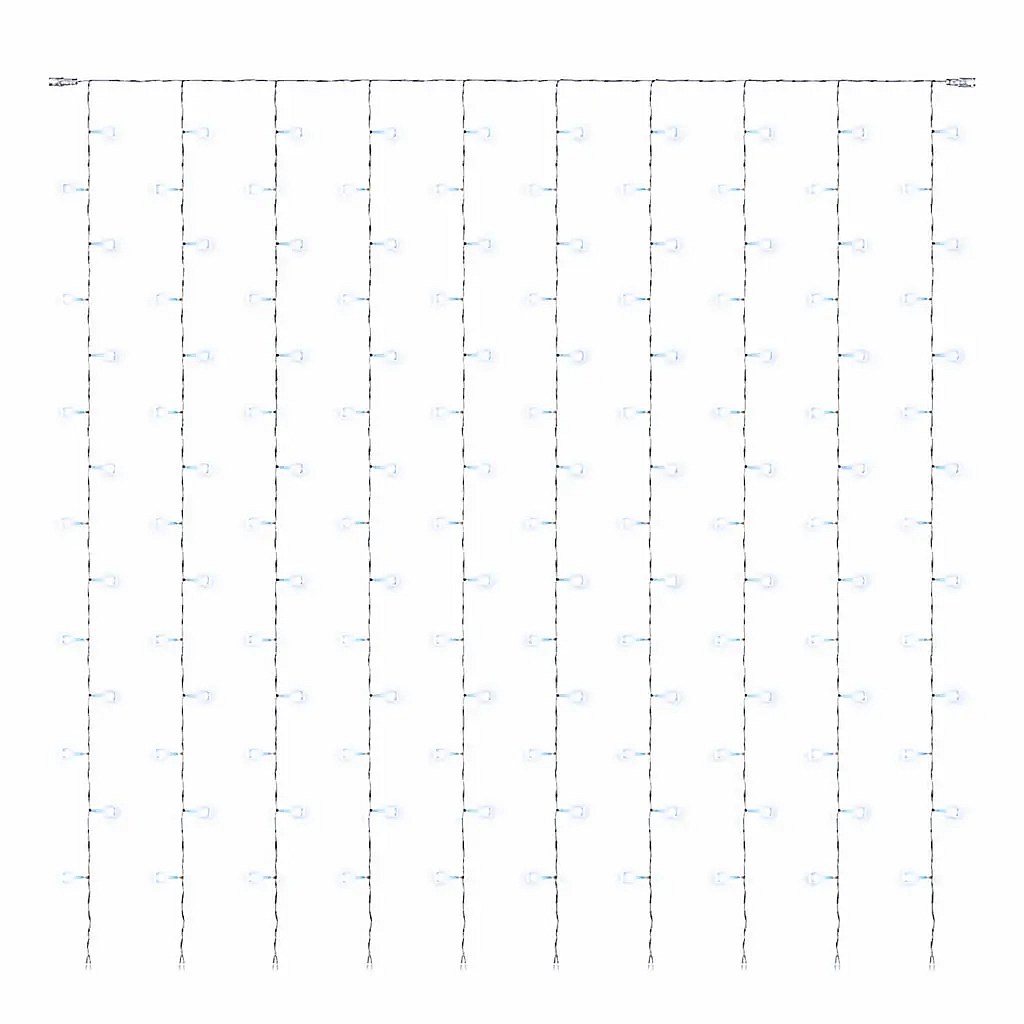 Hobby Line LED ablakfüggöny, 200 × 200 cm, jégfehér, 200 LED, átlátszó kábel, IP20, beltéri használatra
