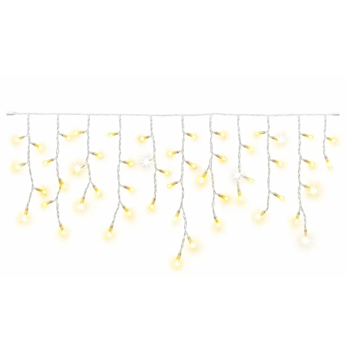 Hobby Line beltéri LED-jégcsapok, világító, 200 × 50 cm, meleg fehér, 40 diód, átlátszó kábel, IP20, hosszabbító