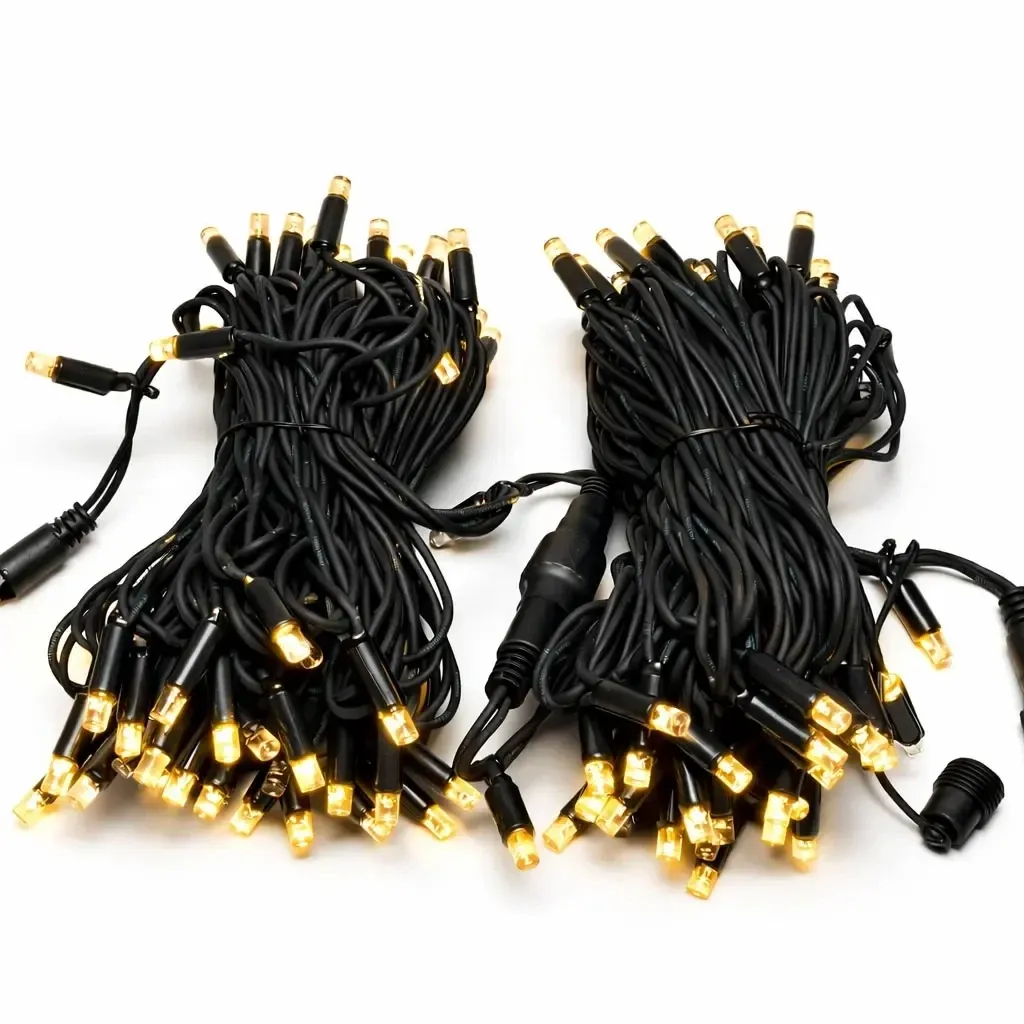 Easy Fix LED fényfüzér, 20 m, kültéri használatra, meleg fehér, villogó üzemmóddal, 120 LED, fekete kábel, IP67