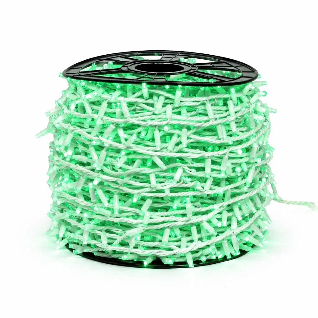 Easy Fix LED fényfüzér, 100 m, kültéri, zöld, 2000 LED, fehér kábel, IP44, tekercs