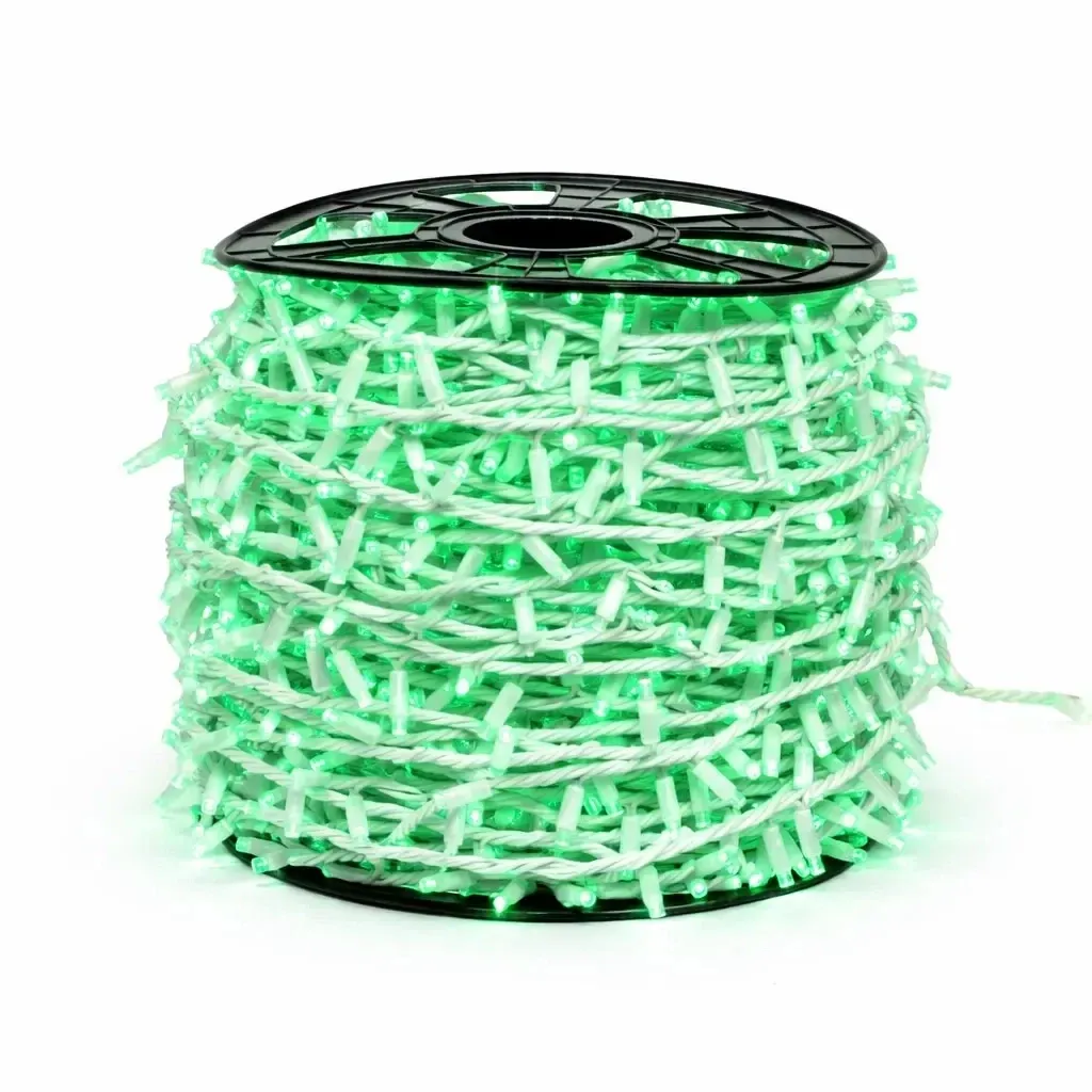 Easy Fix LED fényfüzér, 100 m, kültéri, zöld, 2000 LED, fehér kábel, IP44, tekercs