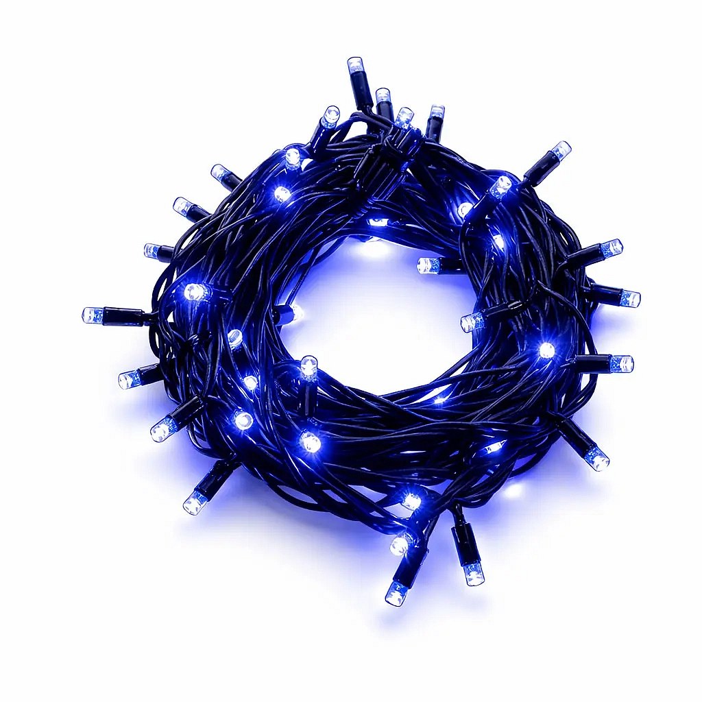 Easy fix LED fénylánc kültéri 5 m kék, 50 dióda, fekete kábel IP67, hosszabbítás