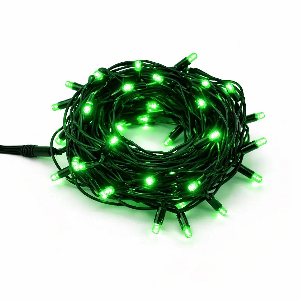 Easy Fix LED fénylánc 5 m kültéri zöld, 50 dióda, fekete kábel IP67, hosszabbítás