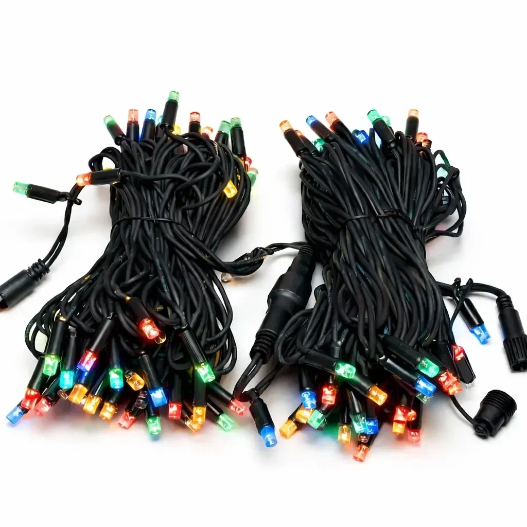 Easy Fix LED fényfüzér, 20 m, kültéri, színes, 120 LED, fekete kábel, IP67
