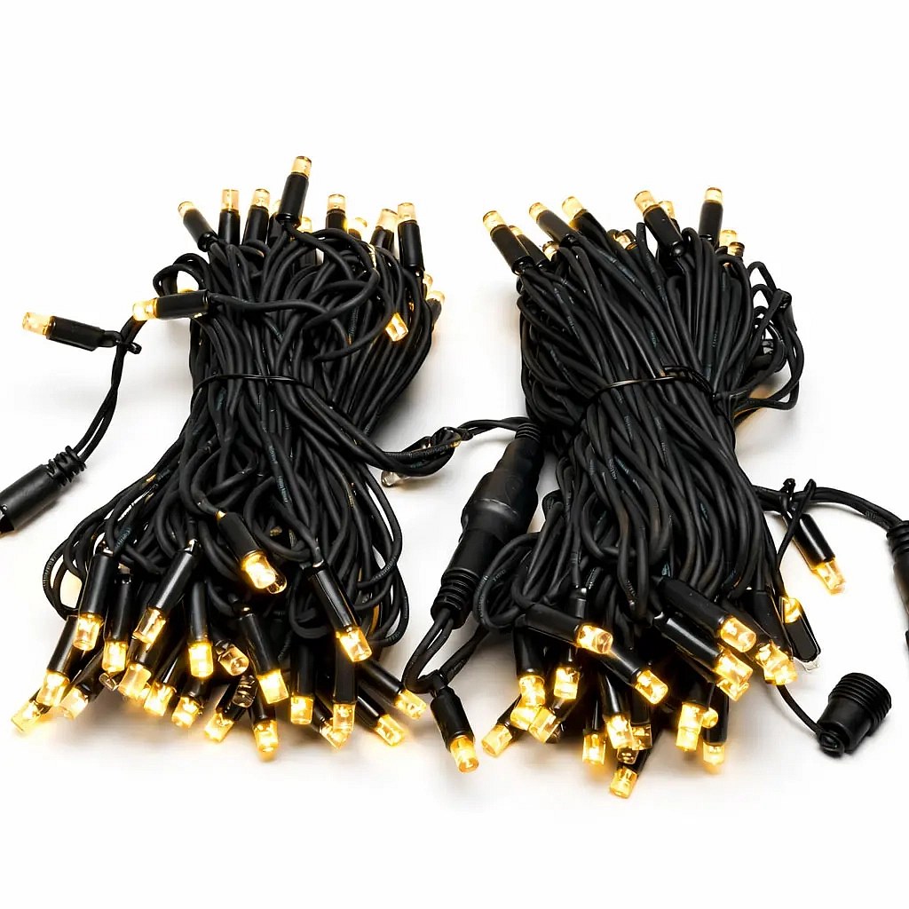 Easy Fix LED fénylánc 20 m kültéri, meleg fehér, 120 dióda, fekete kábel IP67, 2×10 m, hosszabbítás