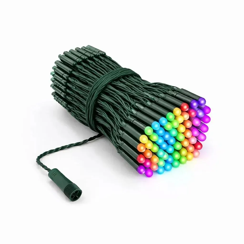 Twinkly strings PRO kültéri színes fényfüzér, 25 m, RGB, 250 LED, sötétzöld kábel, IP44