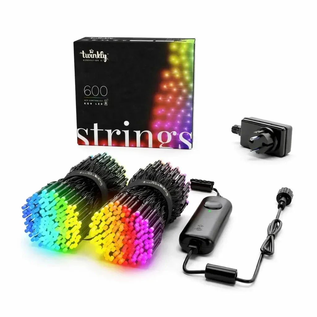 _Download Színes kültéri fények Twinkly zsinórok 2 × 24 m-es fénylánc, 600 LED RGB, fekete kábel IP44, tápegységgel, Bluetooth, Wi-Fi, stb.