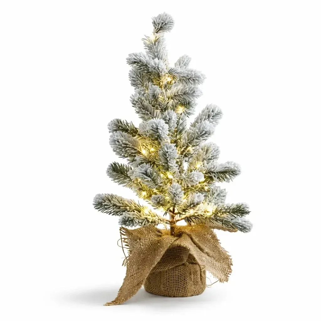 LED-es műkarácsonyfa cserépben hóval borított 50 cm, IP20 beltéri, 50 LED-es LED