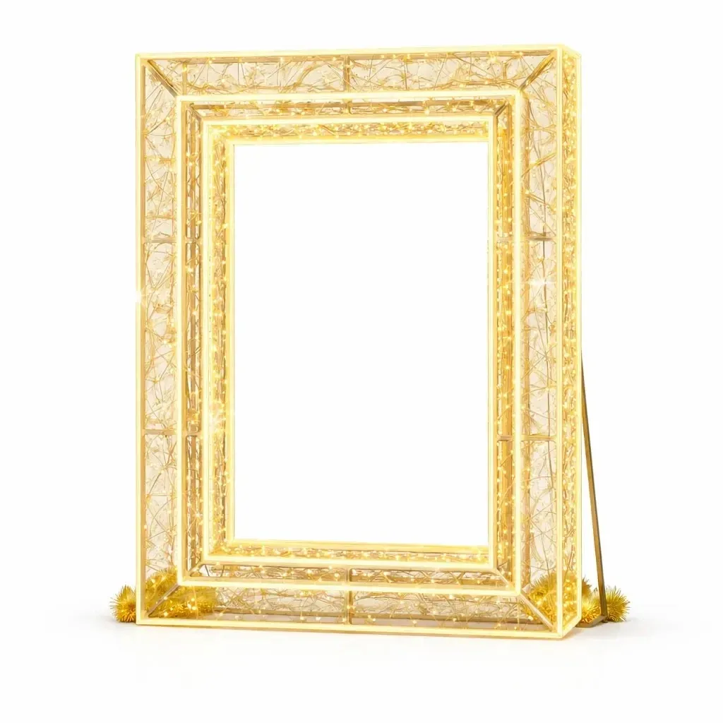 Eco Fix 3D LED-es fényes 3D LED-es képkeret, álló fotópont, 170 × 230 × 20 cm, meleg fehér, alumínium