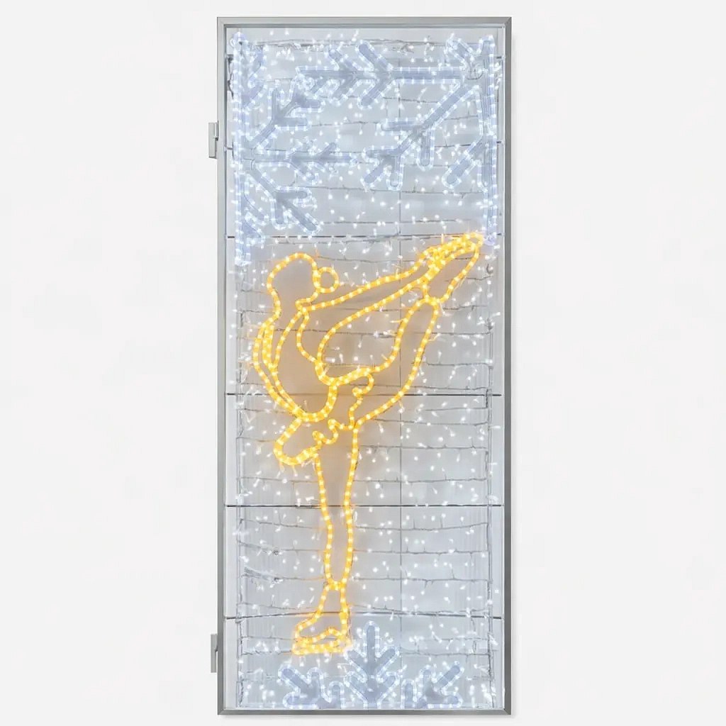 Easy Fix 2D LED-es 2D LED fényfigura görkorcsolyázó I, 95 × 255 × 5 cm, meleg és jeges fehér 3D nyomtatás, közvilágítási dekoráció, alumínium