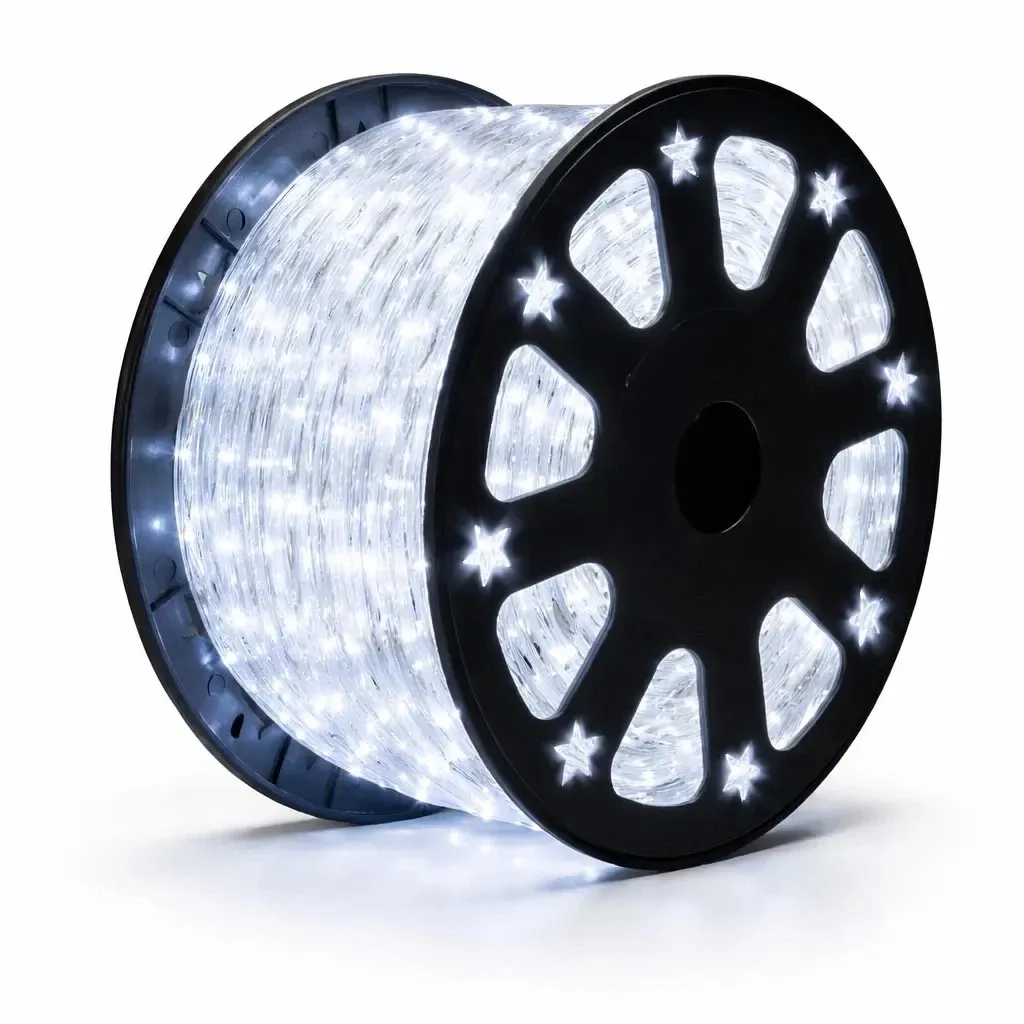 GYÁRTÁS_Easy Fix kültéri LED-világítócső, 100 m, jégfehér, FLASH funkcióval, 3000 diódával, IP44, tekercs – ár módosítása